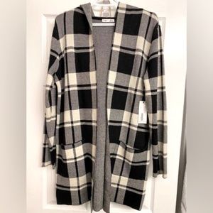DEX plaid hooded cardigan